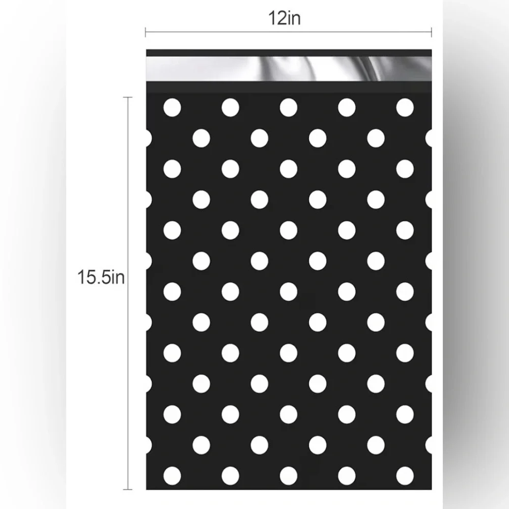 Set of 25 Black and White Polka Dot Thank You Polymailers in 12”x15.5” Size
